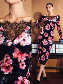 MOTF PREMIUM WOMEN'S LACE PATCHWORK FLORAL PRINT CASUAL PARTY DRESS - Multicolor - View 8