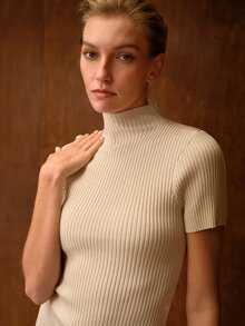 MOTF PREMIUM SOLID COLOR SHORT SLEEVE RIBBED KNIT TOP AND PANTS - Apricot - View 5
