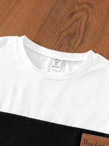 SHEIN 3pcs Young Boy Fashion Casual Crew Neck Short Sleeve T-Shirt With Leather Patch On Chest, Comfortable Fabric, Stylish Fit, Spring/Summer New Arrival, Suitable For Multiple Seasons And Occasions - Multicolor - View 6