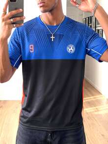 Gym Rark Men's Contrast Color Round Neck Comfortable Sports T-Shirt, Football, Gym, Holiday - Black - View 4