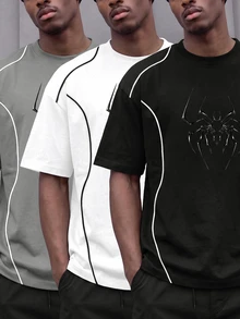 GymRaken Men's Spider Pattern Casual Daily Wear Sports T-Shirt, Gym - Black - View 1