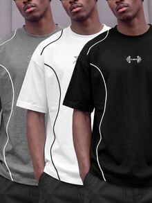 Gym Rark Men's Contrast Trim Short Sleeve Sports T-Shirt - Black - View 1