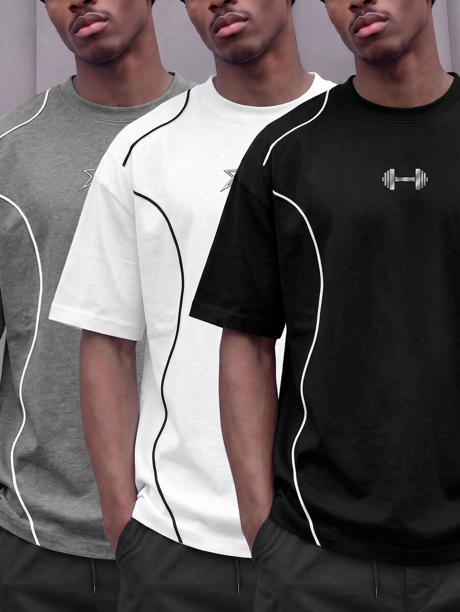Gym Rark Men's Contrast Trim Short Sleeve Sports T-Shirt - Black - View 1
