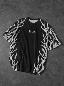 Sport MetroGents Men's Wing Print Short Sleeve Sports Baggy Athletic T-Shirt, Gym Black And White Summer - Multicolor - View 2