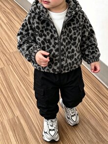 Genkimix Kids 小男孩休閒圖案長袖拉鍊外套，適合秋冬、戶外、休閒、運動、旅行、上學、日常穿著 - 灰色 - 查看 4