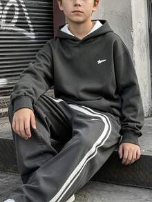 Tween Boy Star Print Long Sleeve Hoodie And Sweatpants Casual Set - Multicolor - View 1