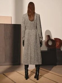 MOTF PREMIUM WOMEN'S AUTUMN/WINTER WOOL BLEND MID-LENGTH COAT - Grey - View 9