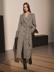 MOTF PREMIUM WOMEN'S AUTUMN/WINTER WOOL BLEND MID-LENGTH COAT - Grey - View 7