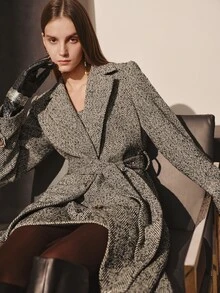 MOTF PREMIUM WOMEN'S AUTUMN/WINTER WOOL BLEND MID-LENGTH COAT - Grey - View 4