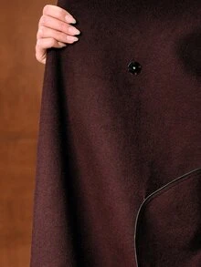 MOTF PREMIUM WOMEN'S AUTUMN/WINTER WOOL DOUBLE-SIDED LONG COAT WITH METAL BUTTON DESIGN, SIMPLE AND ELEGANT STYLE, LAPEL FRONT - Mocha Brown - View 7
