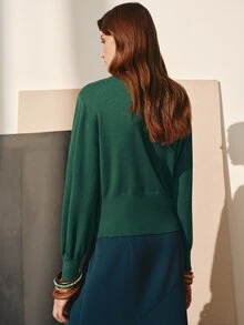 MOTF PREMIUM SWEATER WOL WANITA YANG MENYEGARKAN PINGGANG DENGAN GESPER LOGAM, MUSIM GUGUR/DINGIN - Hijau - View 8