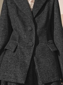 MOTF PREMIUM WOMEN'S ELEGANT FASHION COMMUTE WOOL BLEND BLAZER JACKET, AUTUMN/WINTER - Dark Grey - View 2