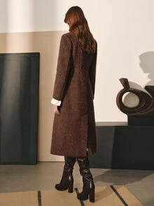 MOTF PREMIUM WOMEN'S AUTUMN/WINTER WOOL EMBROIDERED DOUBLE-BREASTED COAT - Khaki - View 8
