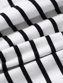 Livesso Striped Sleeveless Loose Comfy Jumpsuit Loungewear Pajama - Black and White - View 8