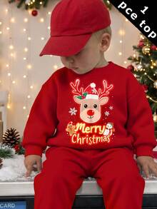 Young Boy Long Sleeve Crew Neck Sweatshirt, Classic Christmas Pattern Print, Classic Christmas Deer Pattern Print, Classic Santa Claus Pattern Print, Christmas Gift Pattern Print, Cartoon Christmas Tree Pattern Print, Classic Christmas Snowflake Pattern Print, Suitable For Autumn/Winter, Suitable For Christmas - Multicolor - View 2
