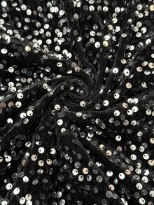 Cravure Plus Size Women's Autumn/Winter Fashion Elegant Exquisite Party High Neck Long Sleeve Patchwork Sequin Shiny 2 In 1 Bodycon Dress Fall - Black - View 3