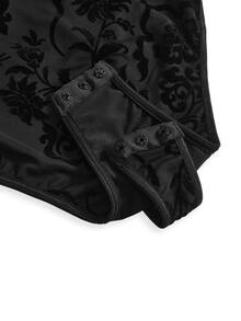 ROMWE Goth Plus Size Women's Lace Sexy Versatile Everyday Outing Bodysuit - Black - View 5