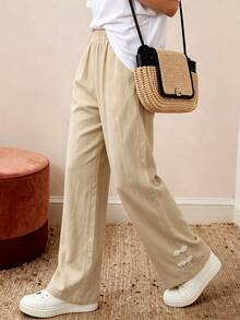 Zayélia Fashionable New Autumn Casual Women Long Pants With Frog Button Decoration, Elastic Waistband, Pockets And Leg Cuffs - Apricot - View 3
