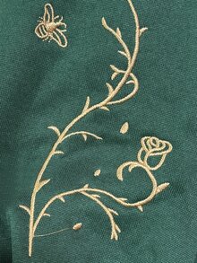 SHEIN Autumn Vintage Artistic Style Drawstring Bow Hooded Sweatshirt, Dark Green Floral Embroidery Loose Drop Shoulder Cropped Pullover Top For Daily Commute And Casual Streetwear - Green - View 6