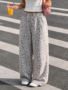 Tween Girls Korean Denim Leopard Jeans Casual Denim Pants, Suitable For Daily Wear, School, Outings, Korean Style, Blogger Inspired, Style - Multicolor - View 3