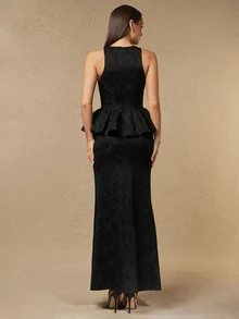 Silquee Women's Solid Color Pleated Top And Pants Casual Daily 2 Pieces Set Fall Clothes For Women Festival Outfits For Women Black Lace Two Pieces Set - Black - View 3