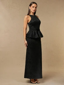 Silquee Women's Solid Color Pleated Top And Pants Casual Daily 2 Pieces Set Fall Clothes For Women Festival Outfits For Women Black Lace Two Pieces Set - Black - View 5