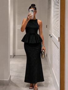 Silquee Women's Solid Color Pleated Top And Pants Casual Daily 2 Pieces Set Fall Clothes For Women Festival Outfits For Women Black Lace Two Pieces Set - Black - View 1