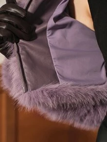 Anewsta European Women's Autumn/Winter Faux Fur Short Jacket, Plush Faux Fox Fur Coat - Purple - View 8