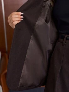 Anewsta Women's Suit Shorts Set, Casual Blazer And Pleated Shorts, Versatile Commuter Outfit For Autumn/Winter - Brown - View 8