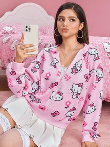HELLO KITTY AND FRIENDS | SHEIN Women's Cartoon Print Sweatshirt - Baby Pink - View 5