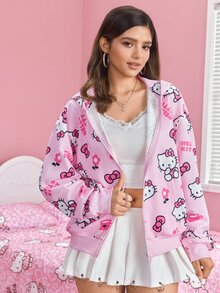 HELLO KITTY AND FRIENDS | SHEIN Women's Cartoon Print Sweatshirt - Baby Pink - View 4