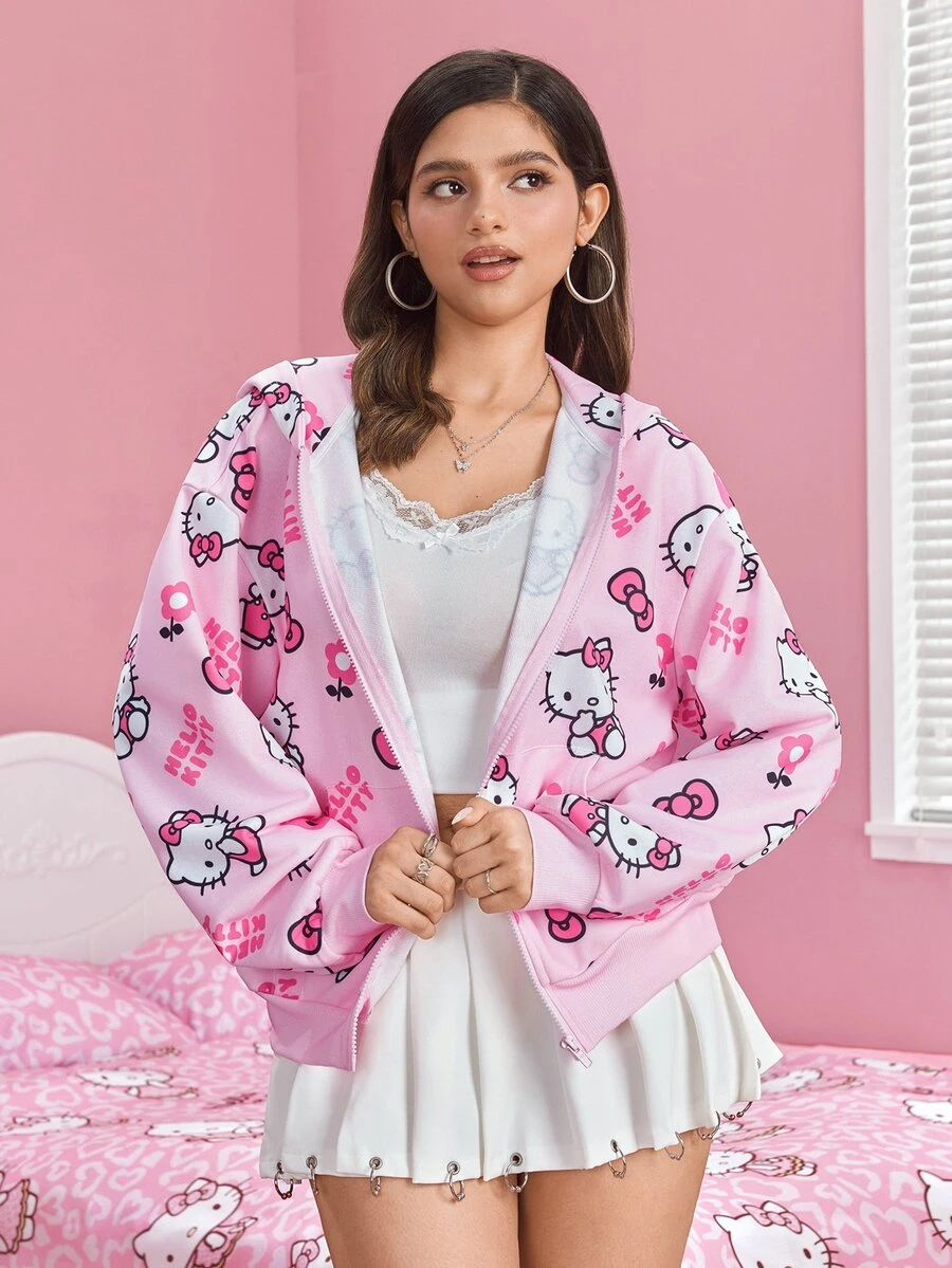 HELLO KITTY AND FRIENDS | SHEIN Women's Cartoon Print Sweatshirt - Baby Pink - View 1