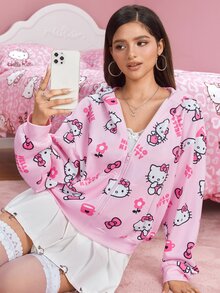 HELLO KITTY AND FRIENDS | SHEIN Women's Cartoon Print Sweatshirt - Baby Pink - View 3