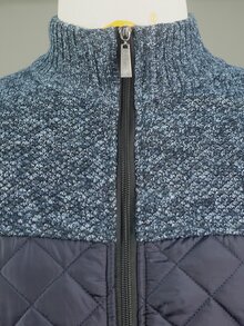 Manfinity Homme 男士對比色拉鍊門襟針織開襟衫 工作登山藍色條紋秋季休閒款 - 藍色 - 查看 3