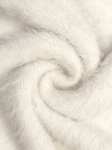 SHEIN 女款秋冬白色貂毛針織毛衣，柔軟舒適V領寬鬆套頭衫，性感優雅時尚風格，適合約會、派對與日常穿著 - 白色 - 查看 8