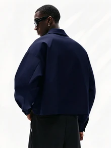 STYNVO 男士秋季時尚字母圖案百搭襯衫 - 藏蓝色 - 查看 2