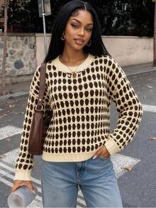 BamGleam Autumn/Winter Fashion Faux Hand-Knitted Crew Neck Pullover Sweater - Multicolor - View 7