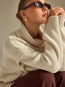 RosyDaze Navy White Striped Oversized Fuzzy Sweater, Loose Fit, Perfect For Cozy Coffee Dates Or Laid-Back - White - View 6