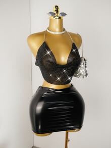 Zolique Women's Fashion Spaghetti Strap Chain Sexy Backless Elegant Style Camisole Top - Black - View 4