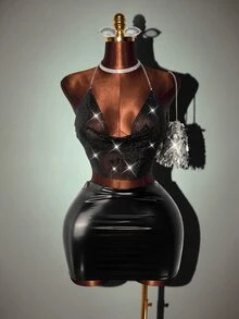 Zolique Women's Fashion Spaghetti Strap Chain Sexy Backless Elegant Style Camisole Top - Black - View 1