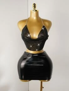 Zolique Women's Fashion Spaghetti Strap Chain Sexy Backless Elegant Style Camisole Top - Black - View 7
