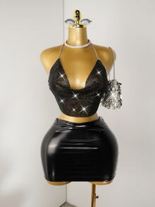 Zolique Women's Fashion Spaghetti Strap Chain Sexy Backless Elegant Style Camisole Top - Black - View 3