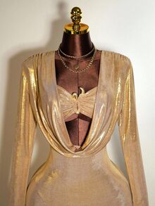 Zolique Sexy Slim Fit Long Sleeved Bodycon Dress - Gold - View 6