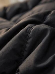 SHEIN معطف شتوي طويل مبطن بشكل خاص عالي الجودة دافئ بياقة عالية وغطاء رأس - الأسود - مشاهدة 8