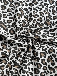 SHEIN Cotton Line Women Leopard Print & Black Solid Multipack Set Multicolor Comfy Pants 2 Pcs Set - Multicolor - View 6