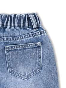 Young Boys Vintage Fashion Street Distressed Ripped Versatile Loose Comfortable Light Blue Straight Leg Denim Jeans - Light Wash - View 5