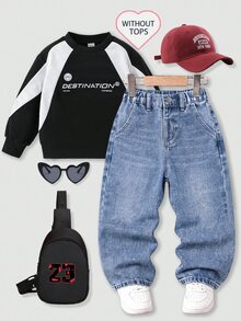 Young Boys Vintage Fashion Street Distressed Ripped Versatile Loose Comfortable Light Blue Straight Leg Denim Jeans - Light Wash - View 4