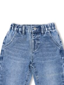 Young Boys Vintage Fashion Street Distressed Ripped Versatile Loose Comfortable Light Blue Straight Leg Denim Jeans - Light Wash - View 6