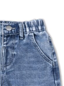 Young Boys Vintage Fashion Street Distressed Ripped Versatile Loose Comfortable Light Blue Straight Leg Denim Jeans - Light Wash - View 7