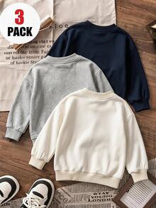 SHEIN Young Boy Letter Print Crew Neck Long Sleeve Casual Sweatshirt - Multicolor - View 2